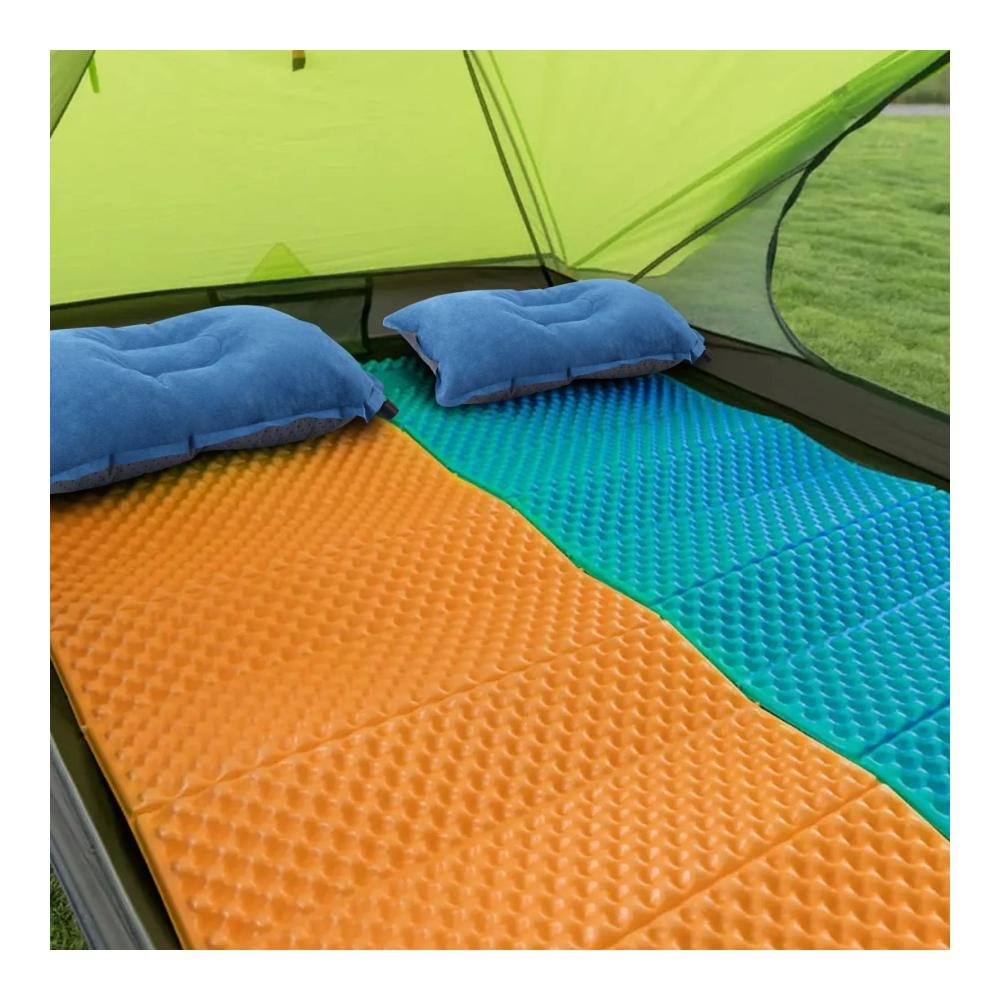 Aufblasbares Campingkissen mit Schaumstofffüllung - Ergonomisches Strand- und Reisekissen für Büro Auto & Outdoor (49x30 cm Blau