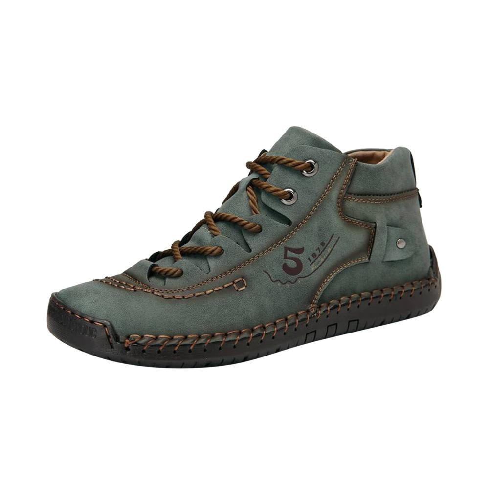 Sommer Ledersneaker für Herren - Bequeme Mid-Top Schuhe Schwarz Größe 44