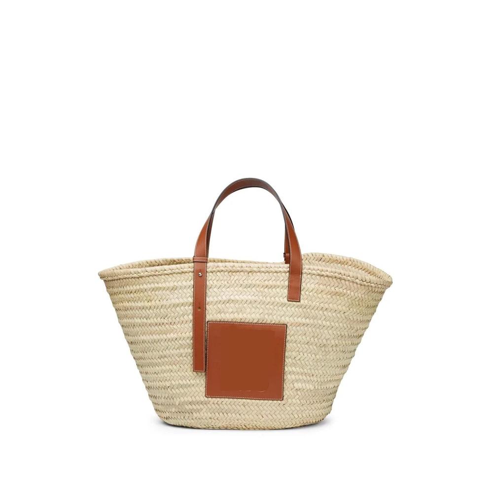 Sommerliche Frauen Strohhandtasche – Trendige Strandtasche aus Palmkorb für stilvolle Reisen (Groß Braun