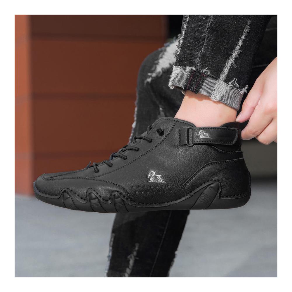 Herren Winterstiefel - Rutschfeste Barfußschuhe mit Klettverschluss und Leder | Outdoor-Sneaker zum Wandern von Wiecel