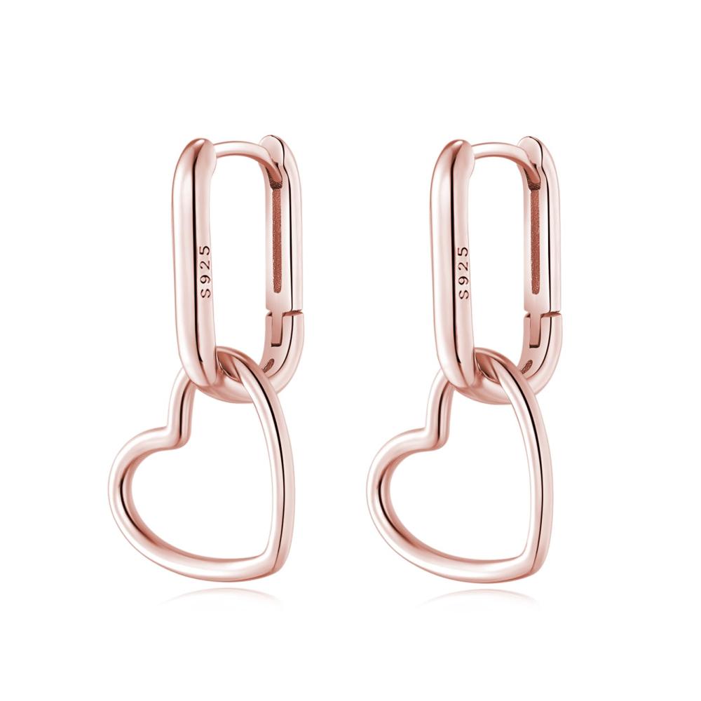 925 Sterling Silber Ohrringe Herz Creolen für Frauen - Minimalistische Huggie Tropfenohrringe