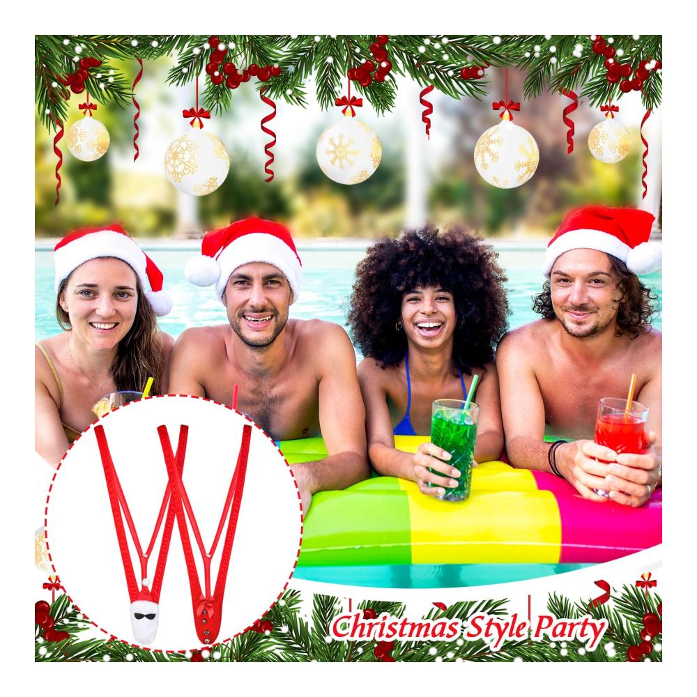 Weihnachtsmann Mankini Set Lustiges Weihnachtskostüm mit 4 Stück Strings Nikolausmützen für Herren – Perfekt für Weihnachtsparty und Cosplay