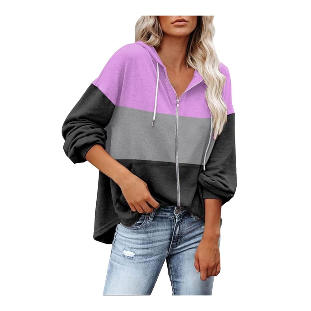 Damenpullover Norwegen Hoodie mit Reißverschluss Langarm Kordelzug Herbstjacke Vintage-Design in Blau