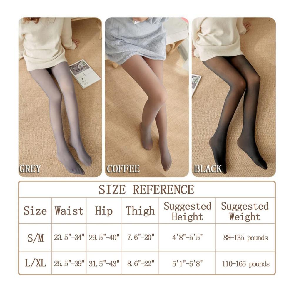 Durchscheinende Superstretch-Leggings Damen Winterstrumpfhose mit Fleecefutter