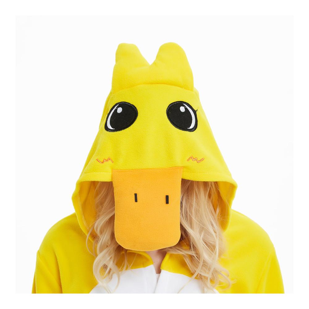 Enten-Kostüm Onesie für Damen Gelbes Relaxo Jumpsuit für Fasching Halloween & Cosplay