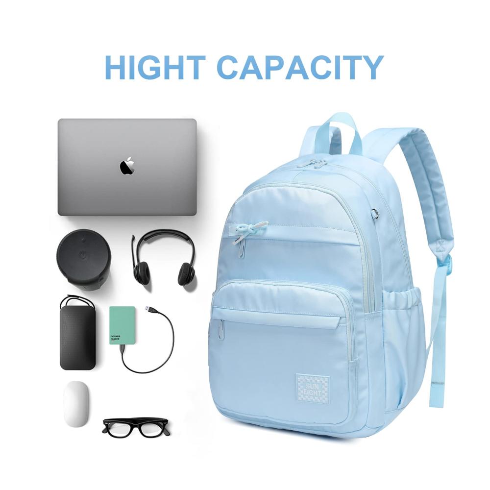 Angerat Kawaii Girls School Backpack - 18 Inch Multi-Pocketed Water-Resistant Rucksack with Laptop Compartment for Kids