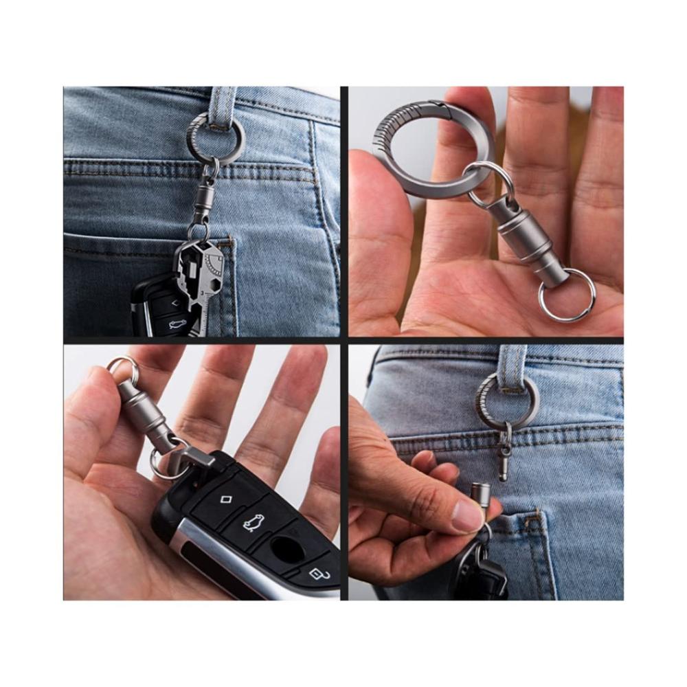 Schlüsselringe & Schlüsselbänder für Herren Premium Schlüsselanhänger-Set mit Schnellverschluss 360 Grad drehbar Karabiner und Schlüsselringen (3 Stück