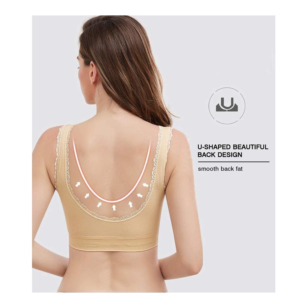 Mondliebe Damen Sport-BH Push-Up Spitzen-BH mit Vorderverschluss Kreuzschnalle & Polsterung