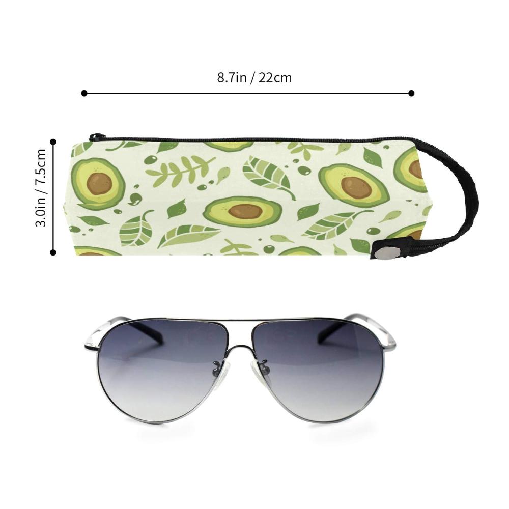 Avocado-Brillenetui mit Cartoon-Design | Organizer für Brillen Sonnenbrillen & mehr | Damen & Mädchen Brillenhalter | Weiche Box mit organischen Blättern