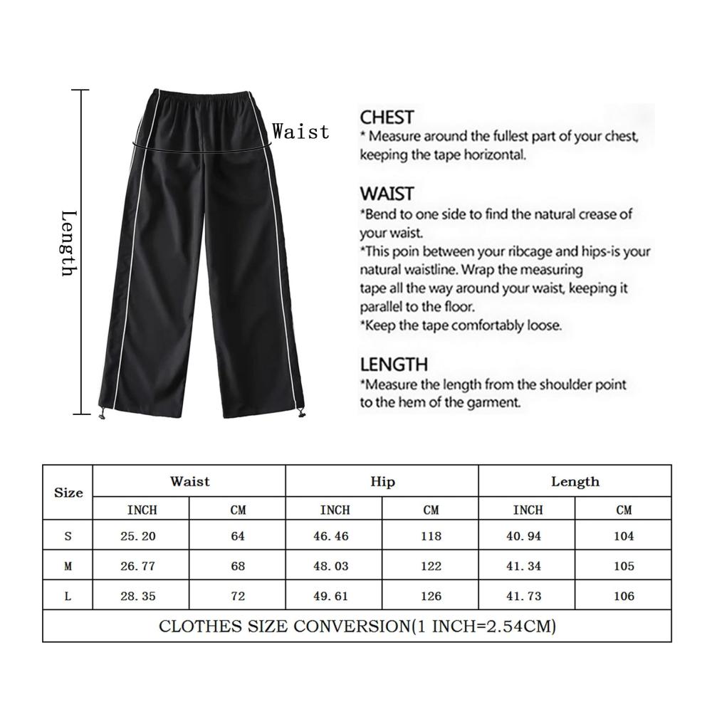 Damen Cargohosen Y2K Baggy Track Pants mit Elastischer Taille und Breitem Bein – Vintage Streetwear für E-Girls der 90er Jahre und moderne Teenager