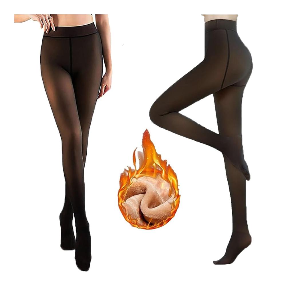 Winterwarme Damenstrumpfhose | Gefütterte Thermostrumpfhose S/M/L/XL | Durchscheinende Optik Plüschdetails | Ideale Kombination aus Stil und Komfort