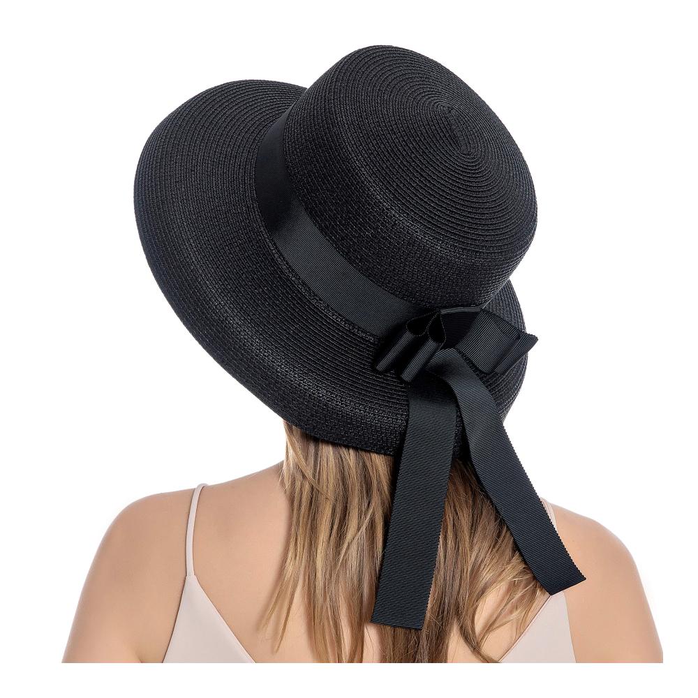 Stroh-Sonnenhut für Damen UV-Schutz faltbare Krempe Vintage-Stil - Ideal für Strand Reisen & Angeln