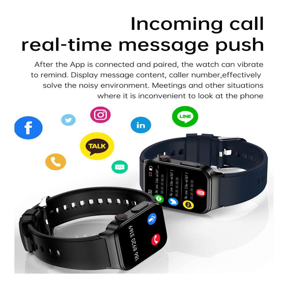 Fashion Smartwatches E500 Smart Watch mit Blutzuckermessgerät EKG PPG Herzfrequenz Temperatur Blutdruck & Sauerstoffmonitor – Wasserdichter Fitness Tracker für Männer und Frauen (Rot) SW04191