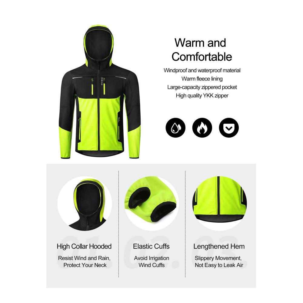 Herren Softshell Fahrradjacke - Wasserdichte Übergangs- und Winterjacke Atmungsaktiv und Warm - Perfekt für Radfahren Laufen und Outdoor-Aktivitäten
