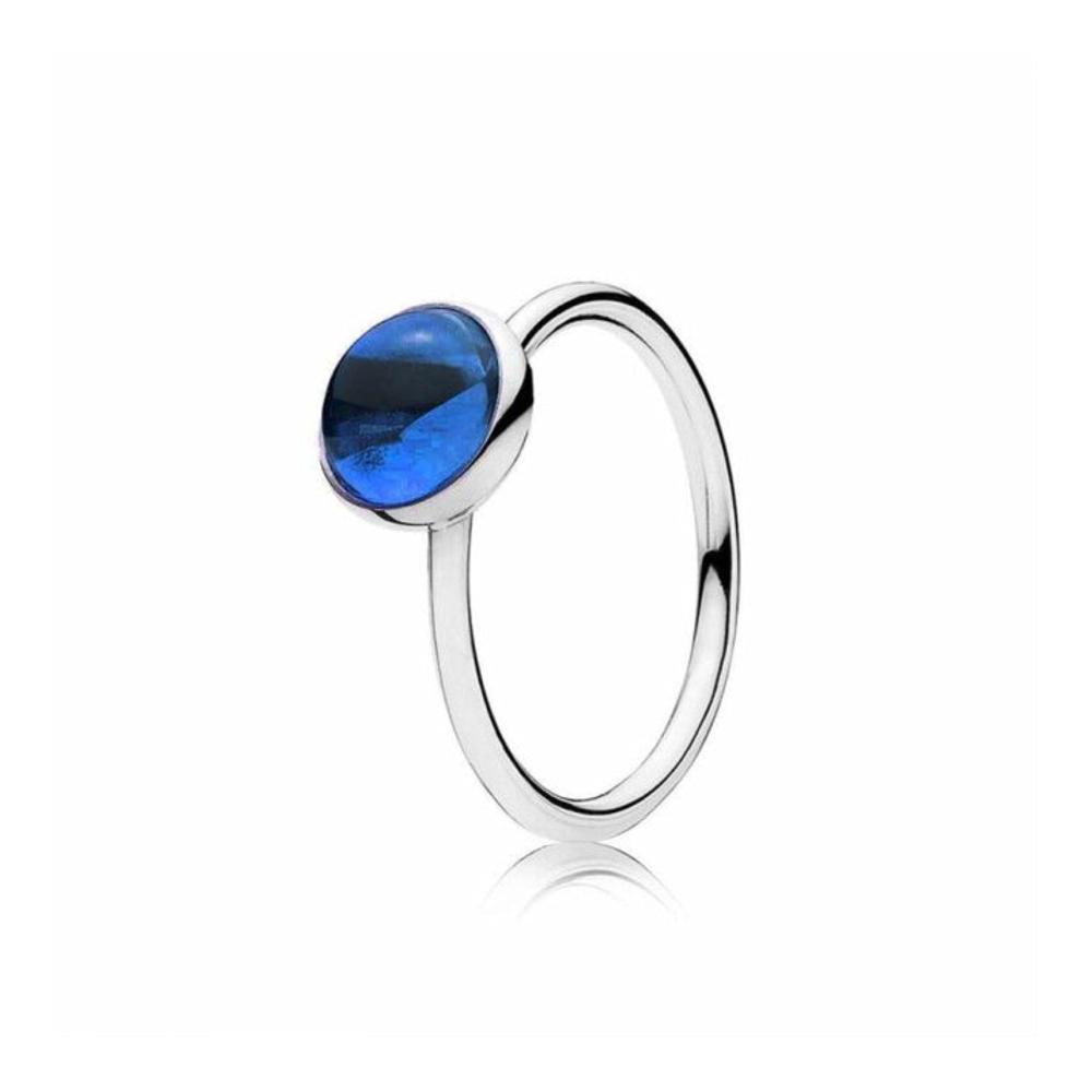 925 Sterling Silber Ring Eleganter Poetischer Tröpfchenring mit Kristall in Blau Pink & Klar - Perfektes Geburtstagsgeschenk für Frauen Modeschmuck