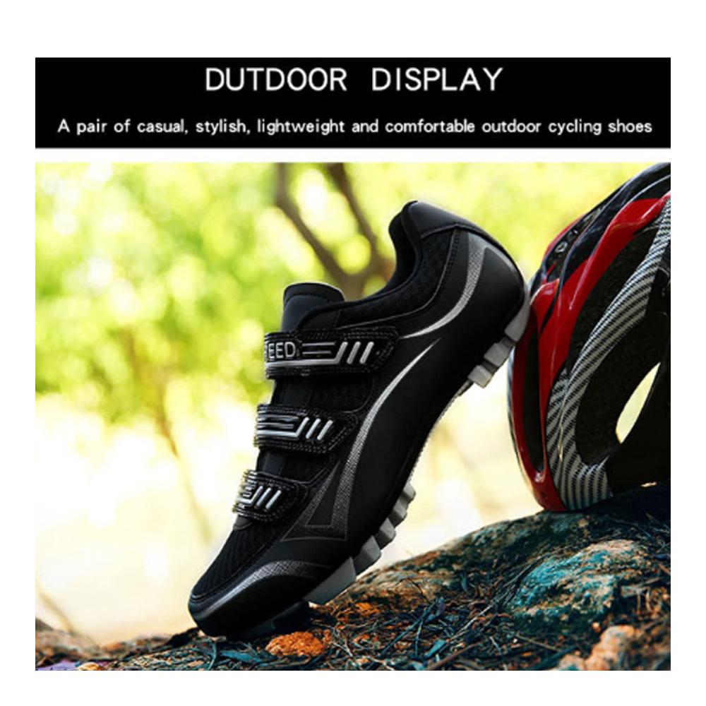 Mountainbike Radschuhe Atmungsaktive Herren MTB Fahrradschuhe mit SPD Cleats für Damen - Outdoor Reitschuhe in Schwarz (Größe 43EU