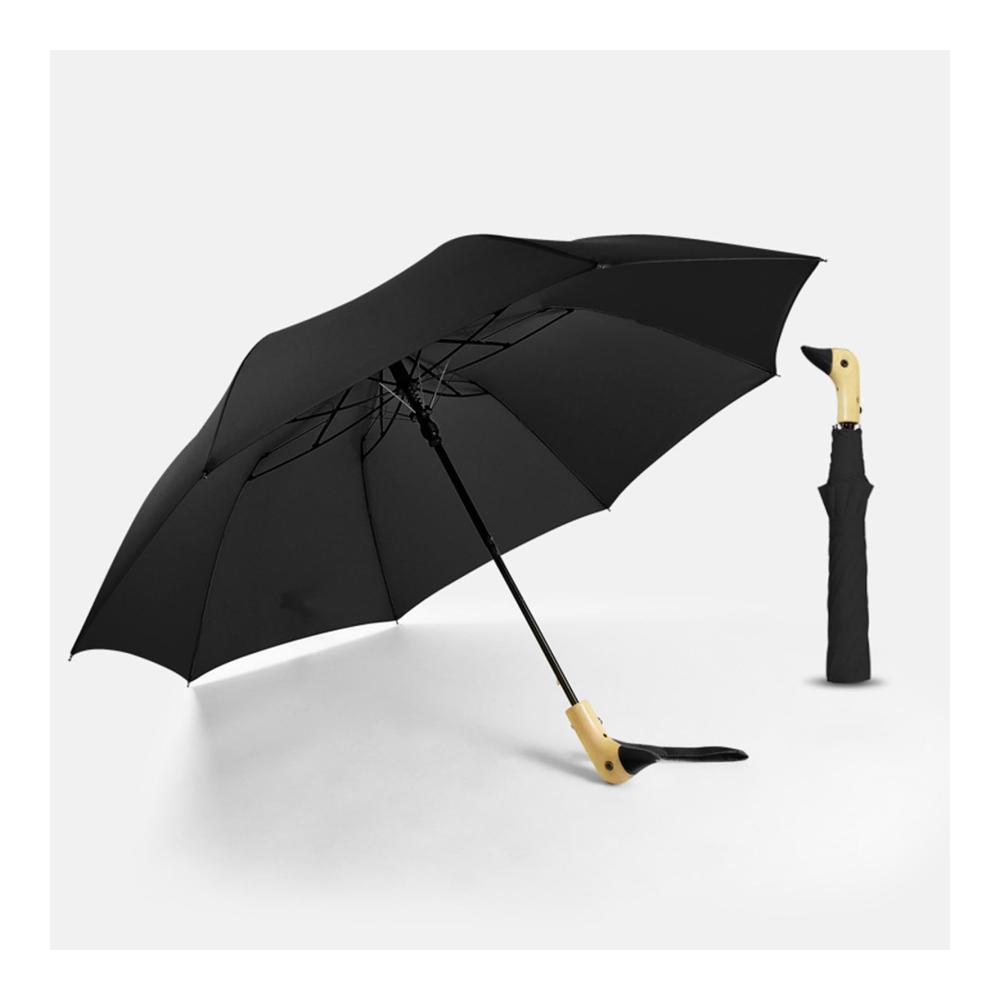 Entengriff Stockschirm Faltbarer Sonnenschutz-Regenschirm für Rucksackreisen Sommer und Angeln – Schwarz