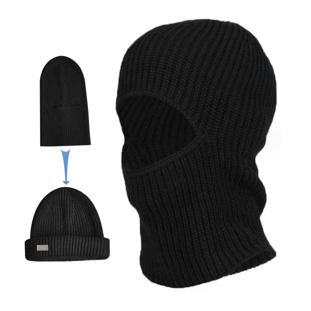 Schwarze Sturmhaube für Skifahren & Motorradfahren | 2-in-1 Gesichtsmaske und Helm-Nackenwärmer - Atmungsaktiv Warm & Vielseitig