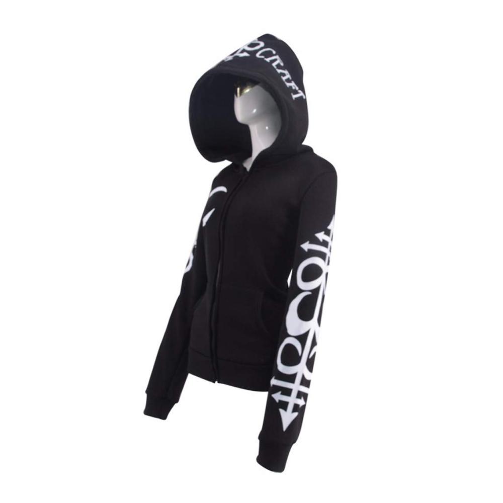 Damen Sommerjacke mit Kapuze und Schwarzen Punk-Ärmeln - Schwarze Winterjacke Ideal für jede Jahreszeit