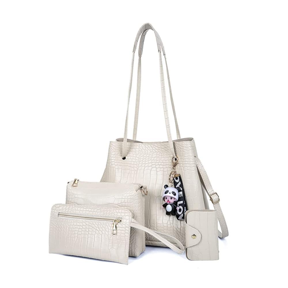 Messenger-Bags Stilvolle Reisetasche mit Krokodilmuster Retro-Damentasche - Große Kapazität Eimertasche im vierteiligen Set
