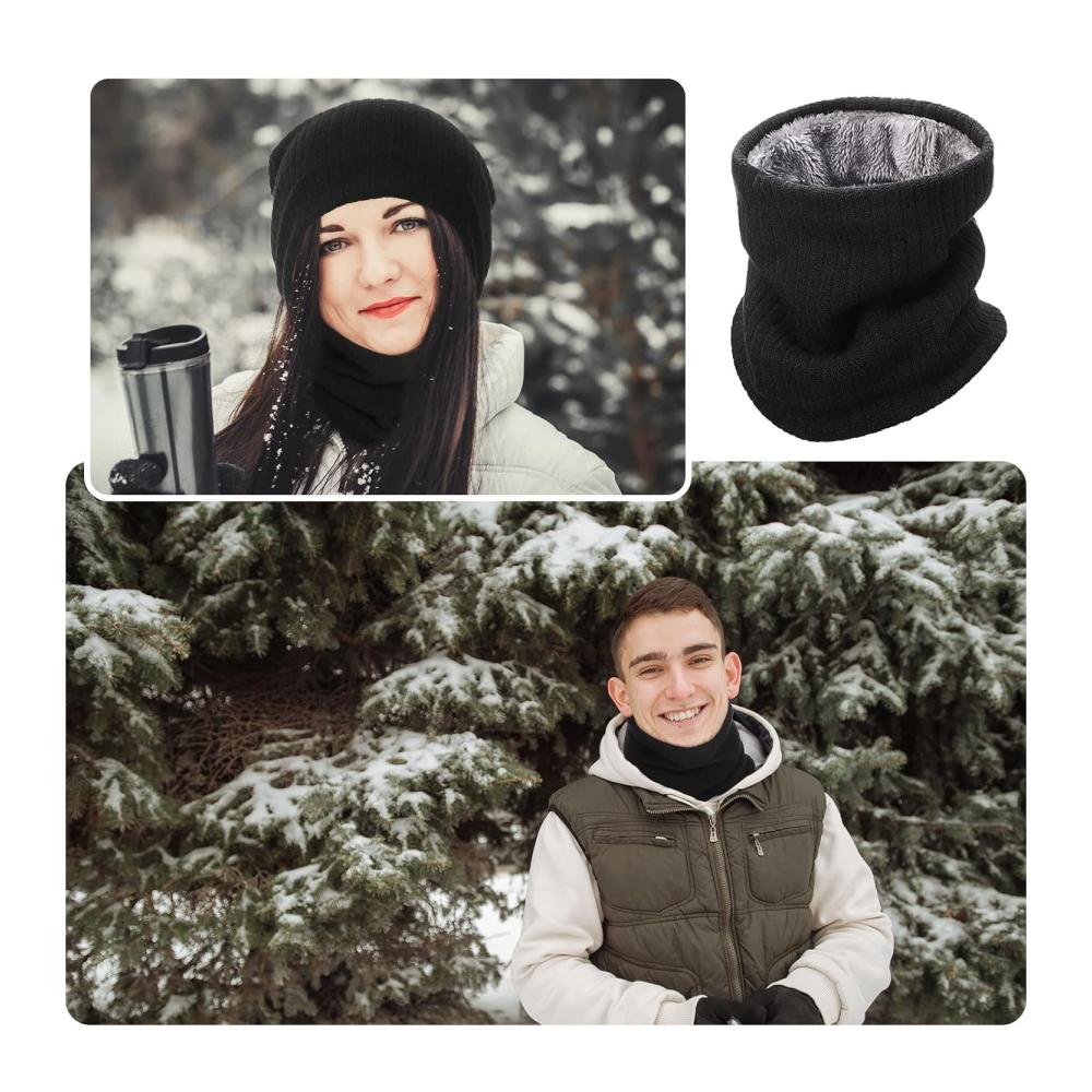Winter Neck Warmer Snood with Fleece Lining - Windproof Thermal and Stylish Infinity Scarf for Women and Men