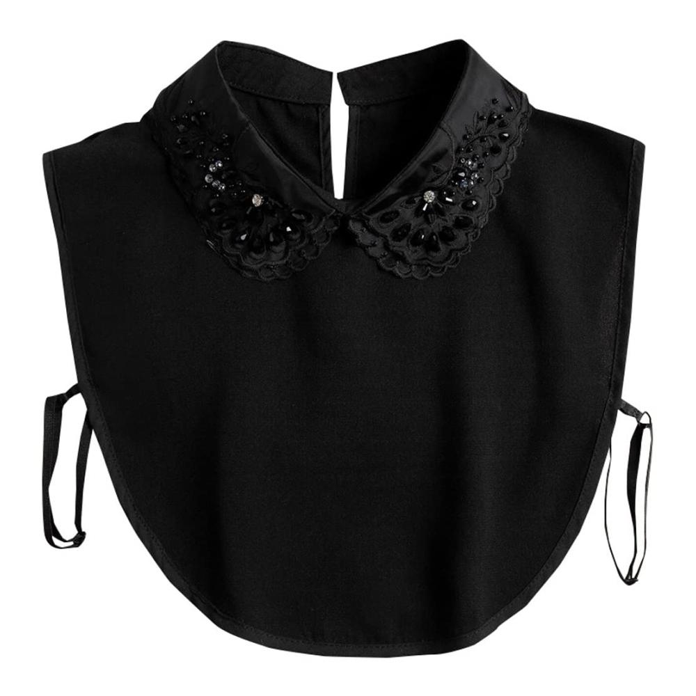 Blumenstickerei Fake Collar für Damen Abnehmbarer Halbblusenkragen aus eleganter Spitze