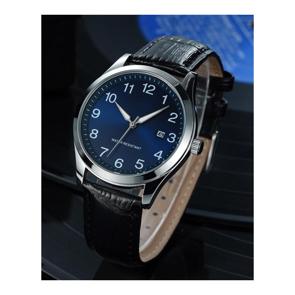 Herren Edelstahl Armbanduhr - Wasserdichte Quarzuhr mit Leuchtanzeige und Datumsanzeige Klassische Business Uhr für Männer