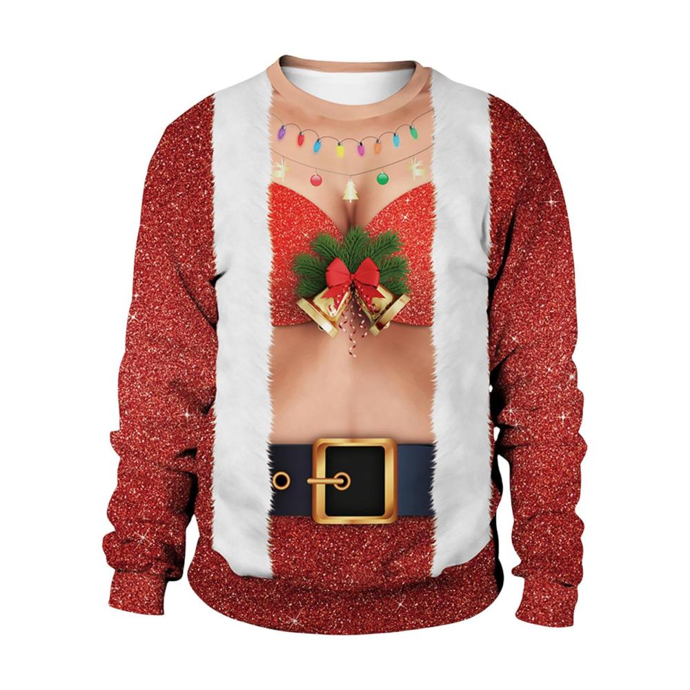 Hässliches Weihnachts-Sweatshirt 3D | Lustiges Langarm-Sweatshirt mit Rundhalsausschnitt für Männer und Frauen - Gemütliches warmes Feiertags-Sweatshirt für Party | Weihnachtliche Pullover mit humorvollem Design