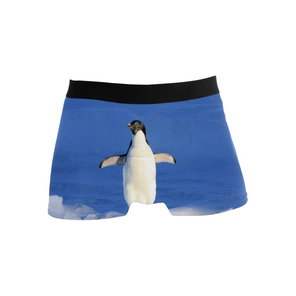 Herren Boxershorts Pinguin Design | Atmungsaktive Stretch-Unterwäsche | Einzelstück Trunks Slip für optimalen Komfort