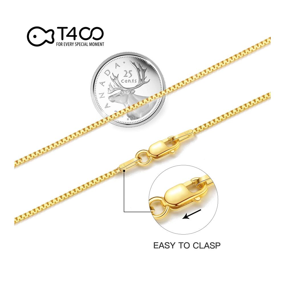 925 Sterling Silber Kette für Damen und Herren - Box Kette mit Karabinerverschluss in Gold und Silber - Verschiedene Breiten (1.0 mm 1.5 mm) und Längen (40-76 cm