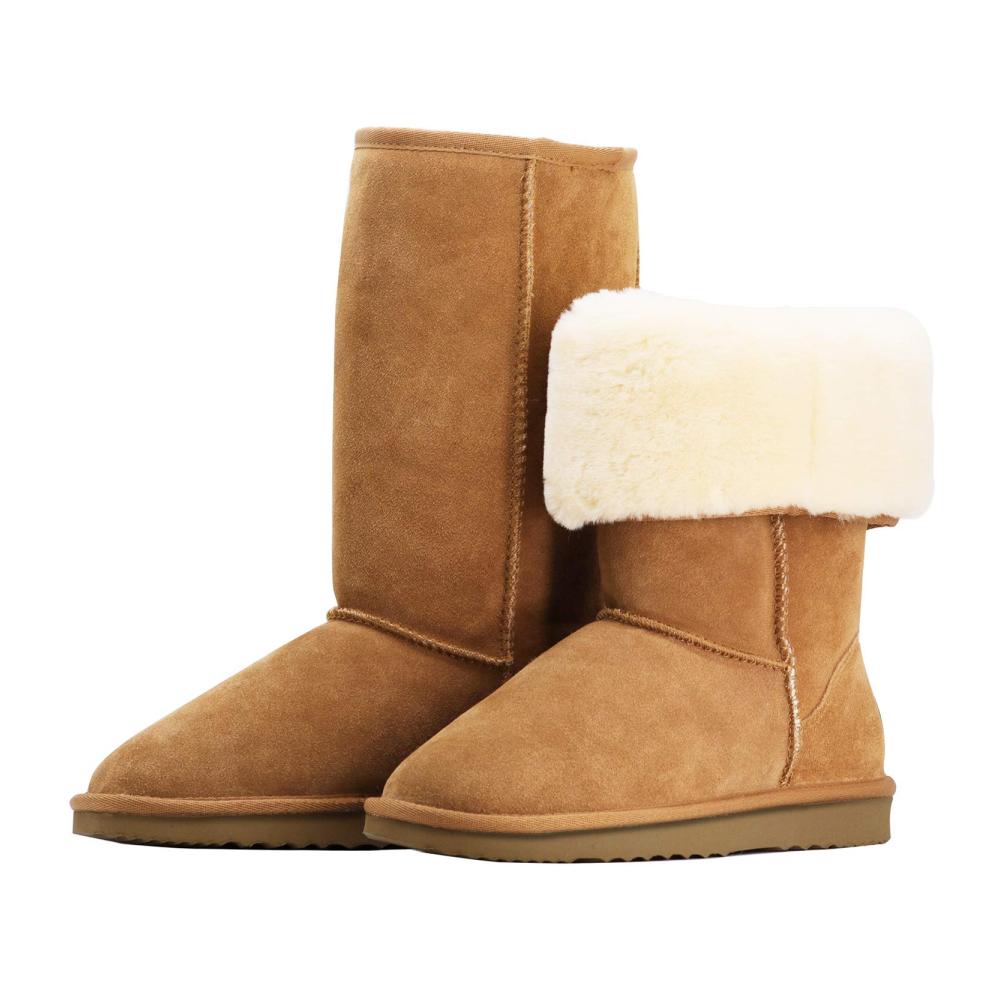 Winterstiefel Damen Wasserdichte Schneeschuhe aus Leder mit Pelzfutter - Klassisch und Stilvoll
