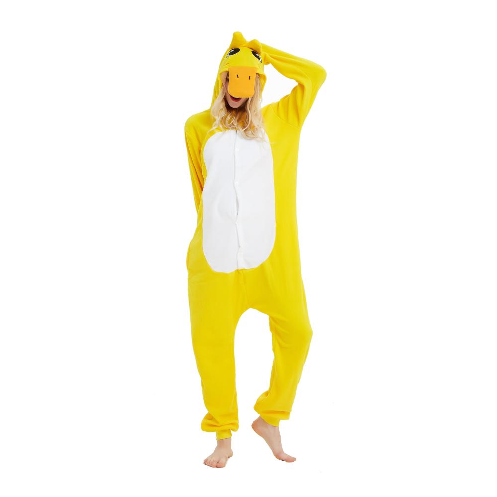 Enten-Kostüm Onesie für Damen Gelbes Relaxo Jumpsuit für Fasching Halloween & Cosplay