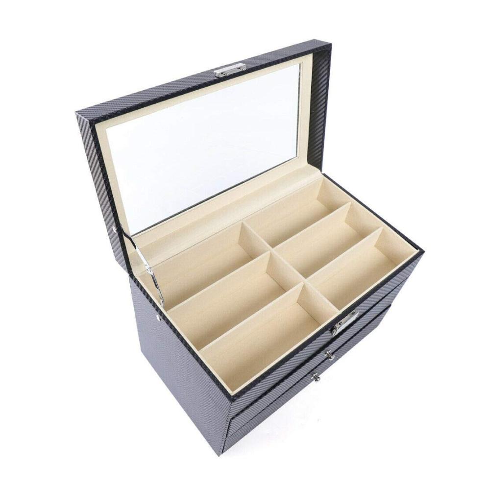 Brillenetui Organizer Aufbewahrung für 18 Brillen mit Glas-Schaufenster - Brillenbox Display & Showcase für Brillenkollektion 35 x 21 x 24.5 cm