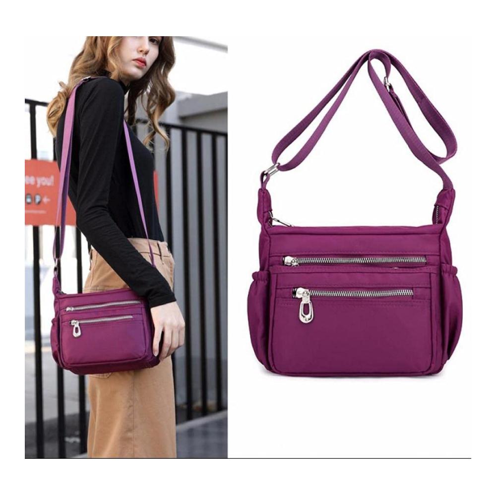 Damen Umhängetasche mit vielen Fächern – Stilvolle Schultertasche für Shopping Wandern und den täglichen Gebrauch