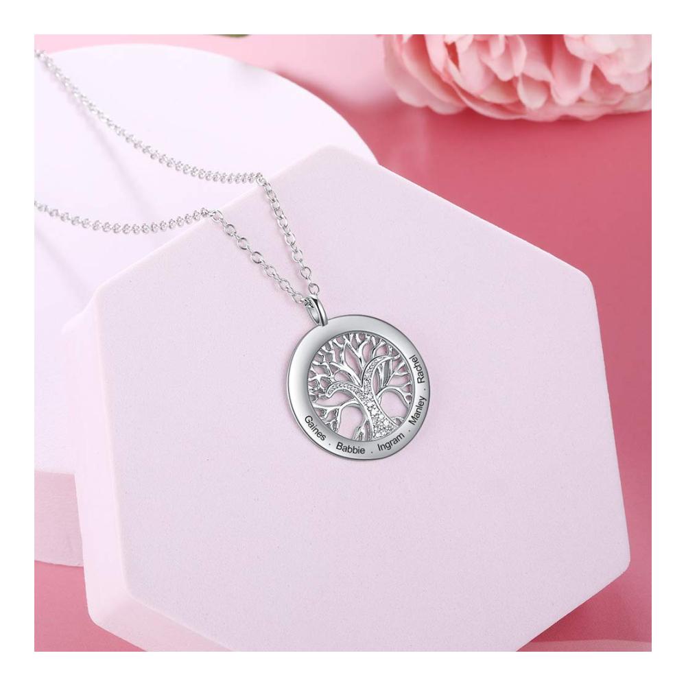 Personalisierte Baum des Lebens Ketten Familien-Schmuck für Damen - Muttertag & Geburtstagsgeschenk