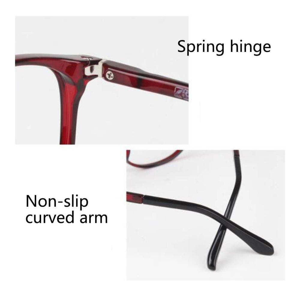 Brillenfassungen Resilience Upgrade HD Resin Lesebrille mit TR90-Rahmen Ultraleicht Strahlungsarm Grüne Folie Einteilige Nasenpolster (Schwarz Rot