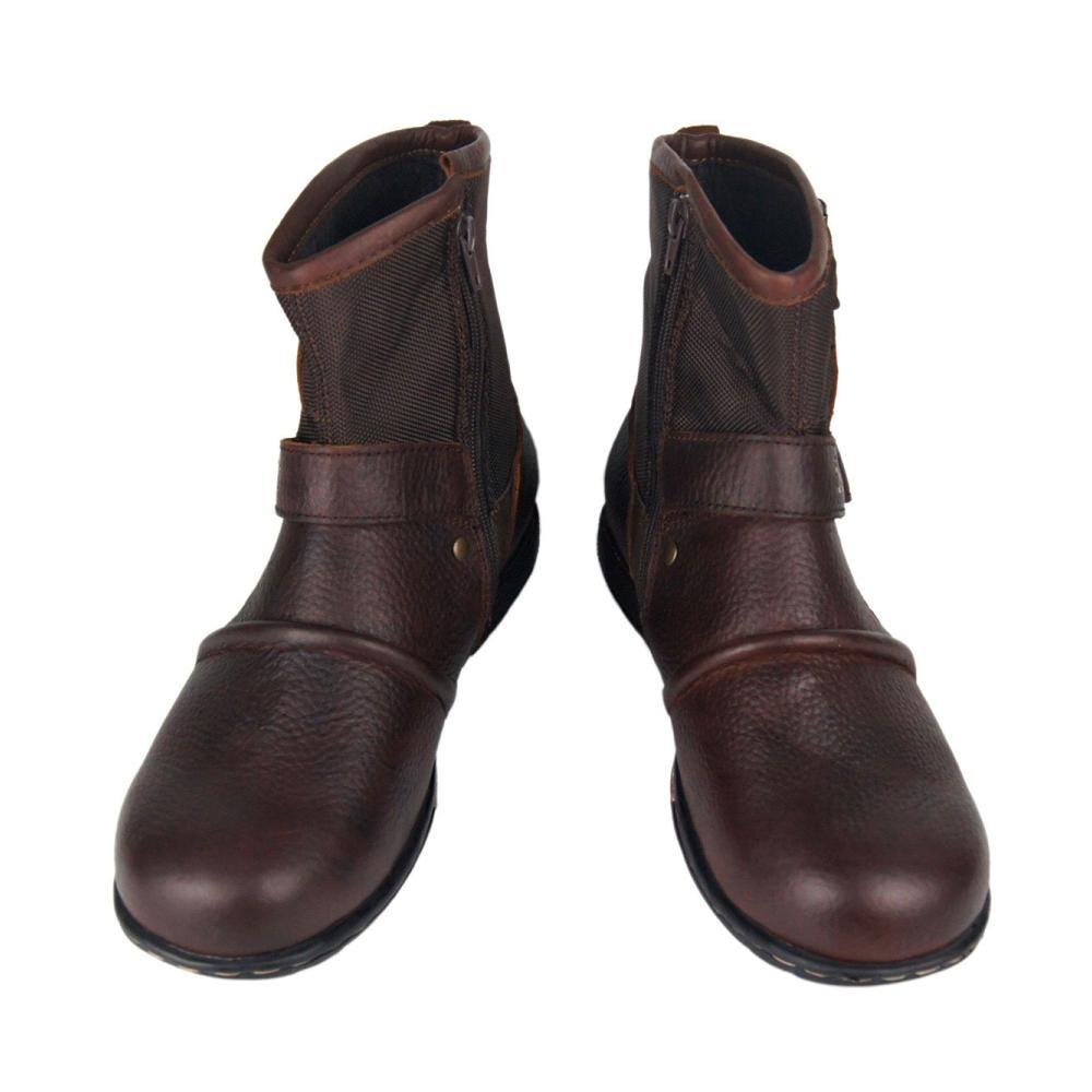 Herren Leder Chukkastiefel Robuste Biker Boots mit Reißverschluss und Schnürung (Modell OS-5008-1-N-DE