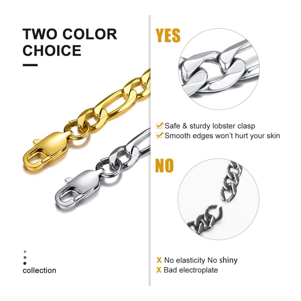 Goldchic Jewelry Figaro Armband aus Edelstahl in 2 Farben (Silber/Gold) Breiten 6/9mm Längen 19/21cm - Klassisches Herren- und Damenarmband ideales Geschenk