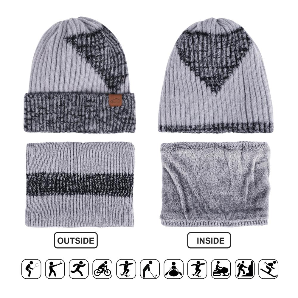 Gemütliches Winter-Set Strickmütze Schal und Handschuhe für Damen - Warme Wolle weiches Fleecefutter - Perfektes Geschenk für den Winter