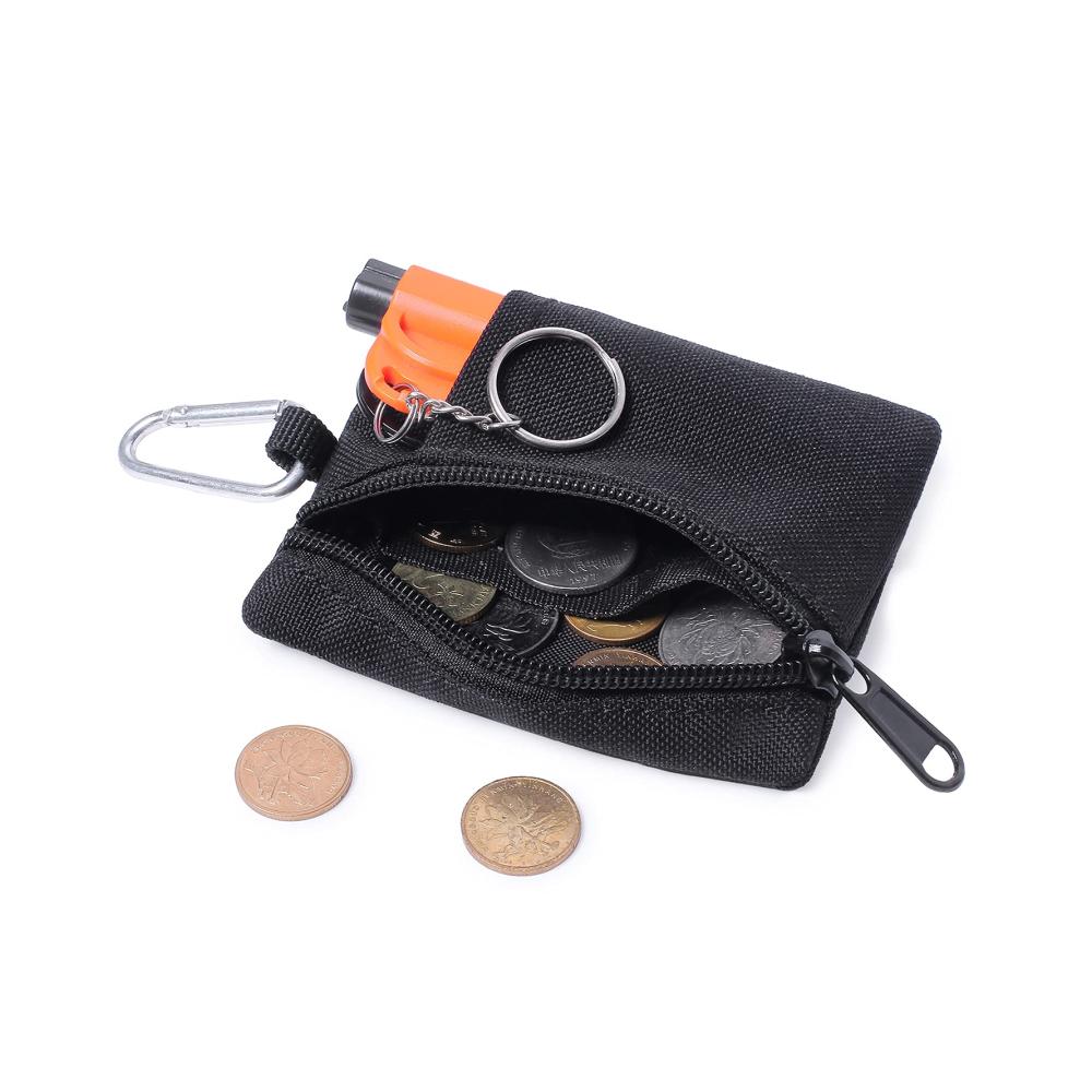 Unisex Ausweistaschen Münzgeldbörse mit Reißverschluss und Clip - Ideal für Outdoor Alltag Reisen und Camping - 2er Pack Schwarz & Modisch