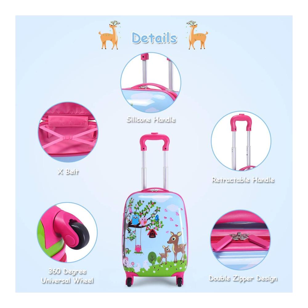 Kinderkoffer-Set mit Rollen 16 Koffer & 12 Rucksack - Reisegepäck für Kinder