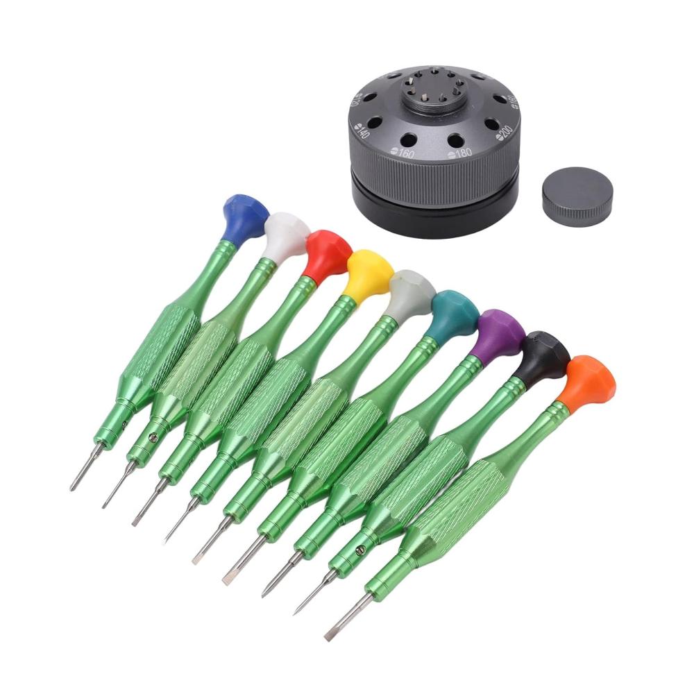 9-teiliges Uhrenreparatur-Schraubendreher-Set mit multifunktionalem Edelstahl-Werkzeugständer - ideal für die Wartung von Uhren
