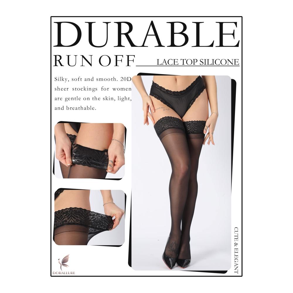 Halterlose Strümpfe Damen Sexy 20 DEN Spitze Stay Up Nylonstrümpfe - Verführerische Eleganz für Beine mit stilvollem Halt