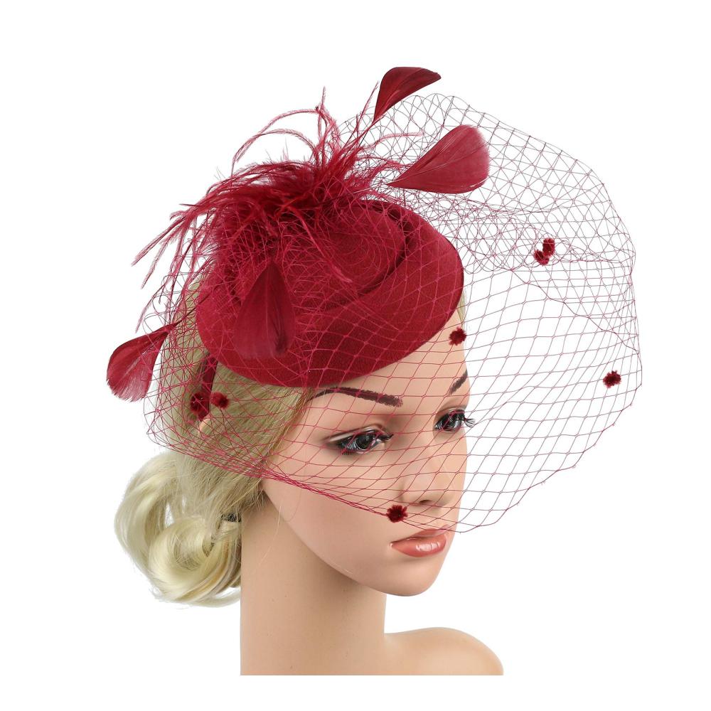 Baskenmützen & Barette Elegante Kentucky Derby Hüte mit Federn Stirnband und Clips für Damen - Perfekt für Tea Parties und besondere Anlässe