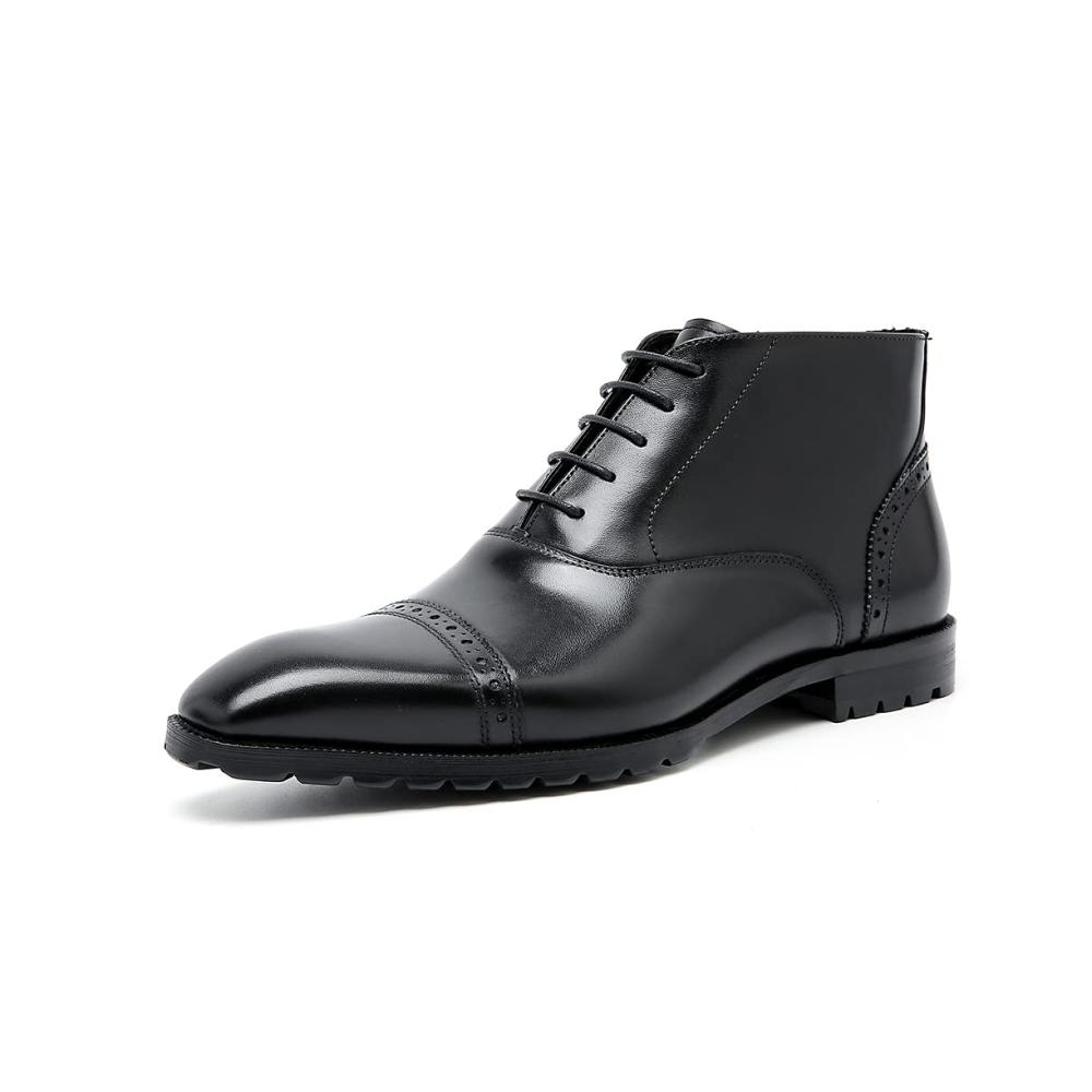 Herren Leder High-Top Vintage Stiefel - Poliert Oxford-Schnürschuhe für Party Business & Freizeit