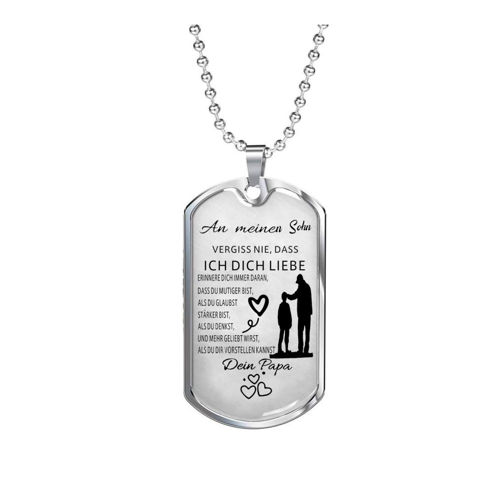 Dog Tag Kette für Herren – Personalisierte Geschenke von Mama für Sohn – Stilvolle Halskette mit individuellem Gravurschmuck
