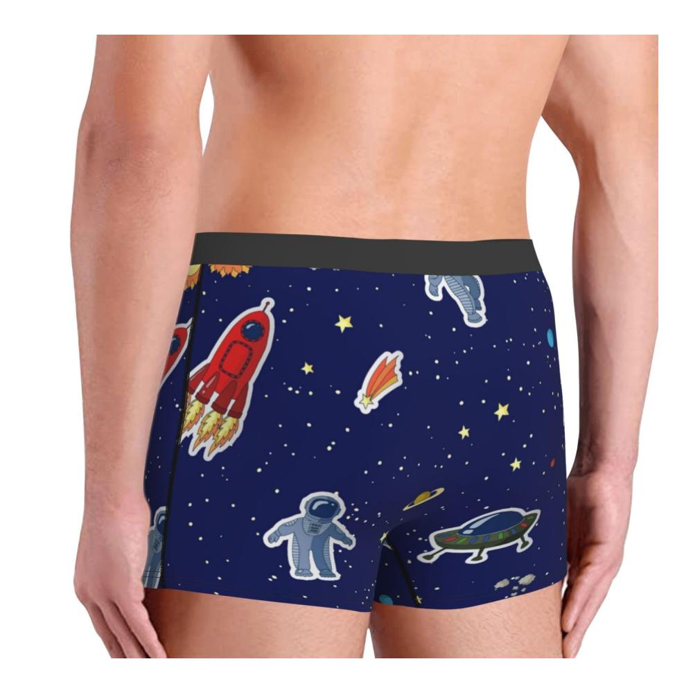 Lustige Cartoon Astronaut Sterne Herren Boxershorts - Bequeme atmungsaktive 3D-Print Unterwäsche mit Stretch - Beste Boxer Briefs