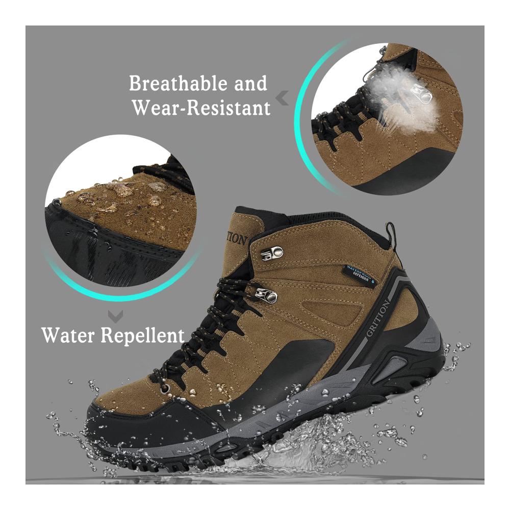 Herren Outdoor Wildleder Trekkingstiefel - Leicht & Warm - Braun (Größe 44 EU