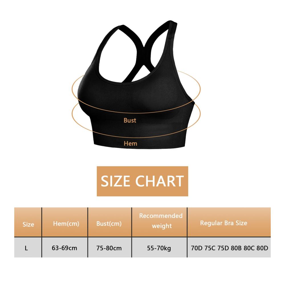 Sport-BH Damen 2er Set | Push-Up Bustier ohne Bügel | Gepolstert & Trägerlos | Bügelloser BH für starken Halt | Sport-BHS für Yoga Fitness Training Joggen | Größe L