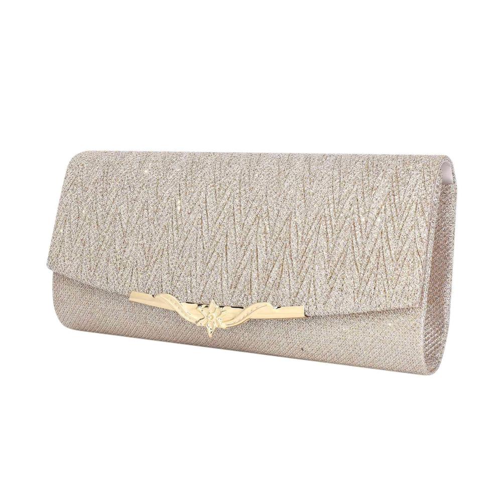 Champagner-farbene Clutch Elegante Abendtasche für Frauen - Perfekt für Party Bankett Hochzeit - Stilvolle Handtasche mit Kette - Damen Umhängetasche